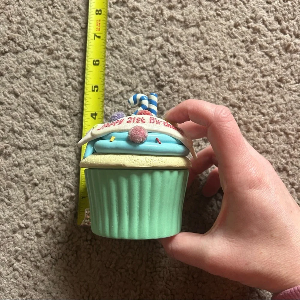 Happy 21st Birthday Ceramic Cupcake Trinket Coin Holder